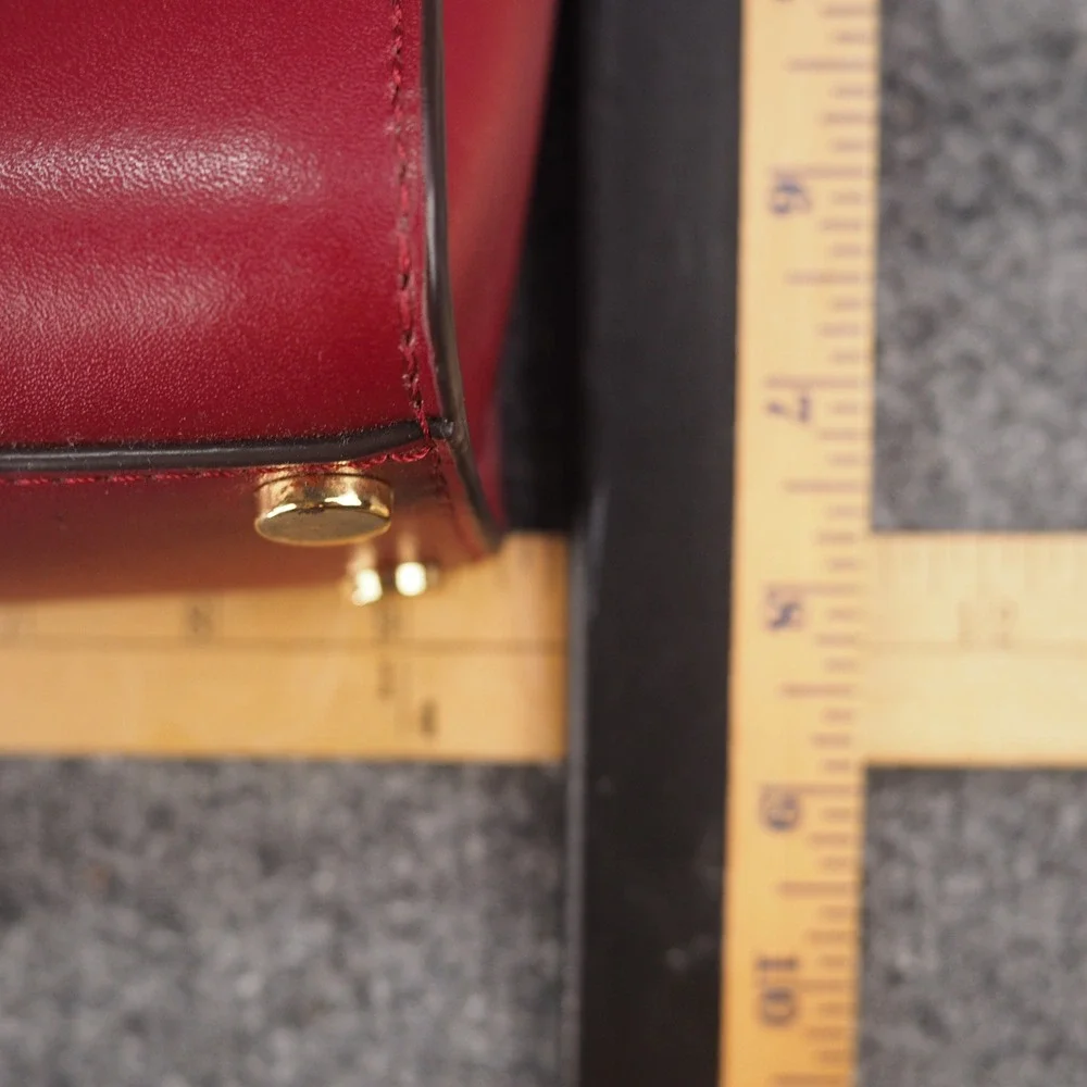 Michael Kors Sloan Satchel Red Leather Gold Tone Top Handle Crossbody Bag